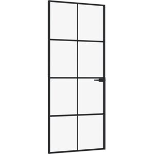 vidaXL Porta Interna Nera 83x201,5cm Vetro Temperato Alluminio Sottile