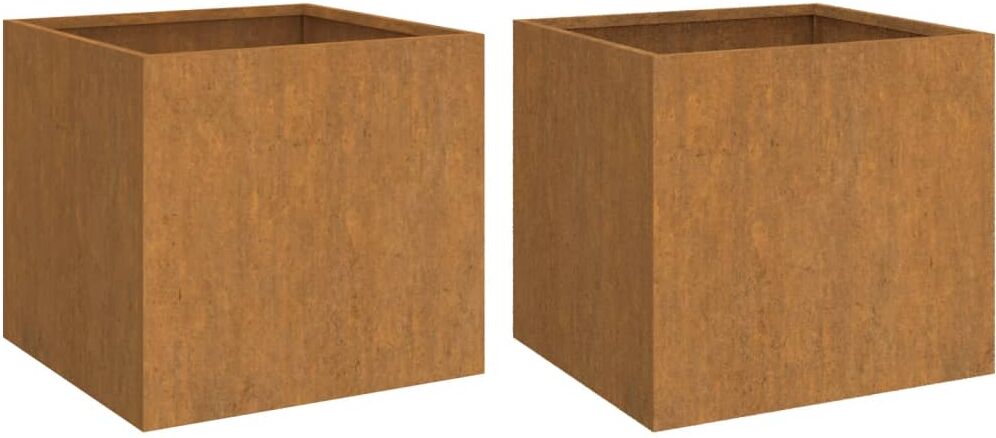 vidaXL Fioriere 2 pz 42x40x39 cm Acciaio Corten