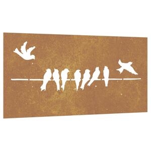 vidaXL Decorazione Muro da Giardino 105x55 cm Uccello Acciaio Corten