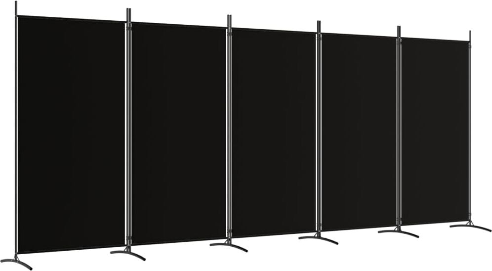 vidaXL Divisorio a 5 Pannelli Nero 433x180 cm in Tessuto