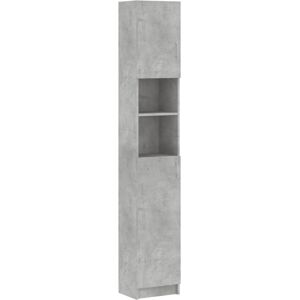 vidaXL Mobile da Bagno Grigio Cemento 32x25,5x190 cm Legno Multistrato