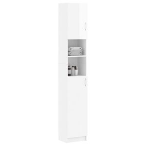 vidaXL Mobile da Bagno Bianco Lucido 32x25,5x190 cm Legno Multistrato