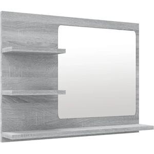 vidaXL Specchio da Bagno Grigio Sonoma 60x10,5x45 cm Legno Multistrato