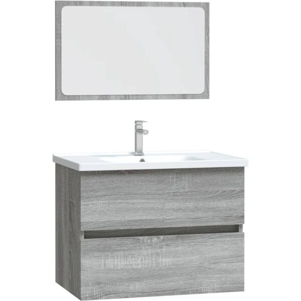 vidaxl set mobili da bagno 2 pz grigio sonoma in legno multistrato