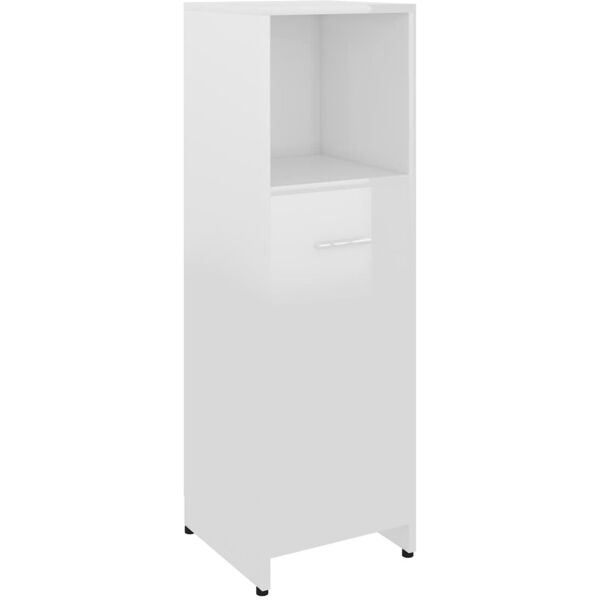 vidaxl mobile da bagno bianco lucido 30x30x95 cm in legno multistrato