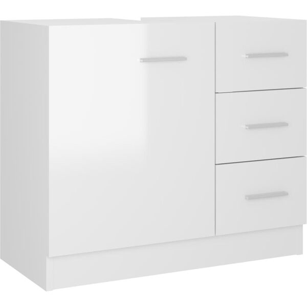 vidaxl mobile sottolavabo bianco lucido 63x30x54 cm legno multistrato