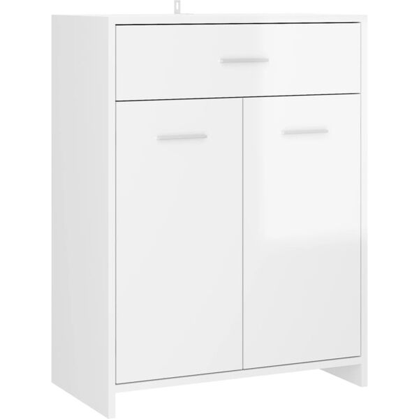 vidaxl mobile da bagno bianco lucido 60x33x80 cm in legno multistrato