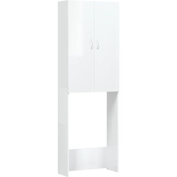 vidaxl mobile per lavatrice bianco lucido 64x25,5x190 cm