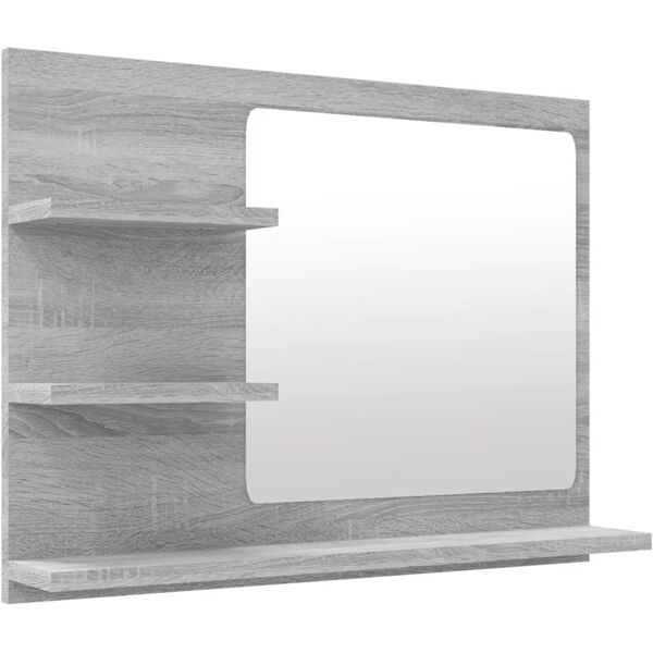 vidaxl specchio da bagno grigio sonoma 60x10,5x45 cm legno multistrato