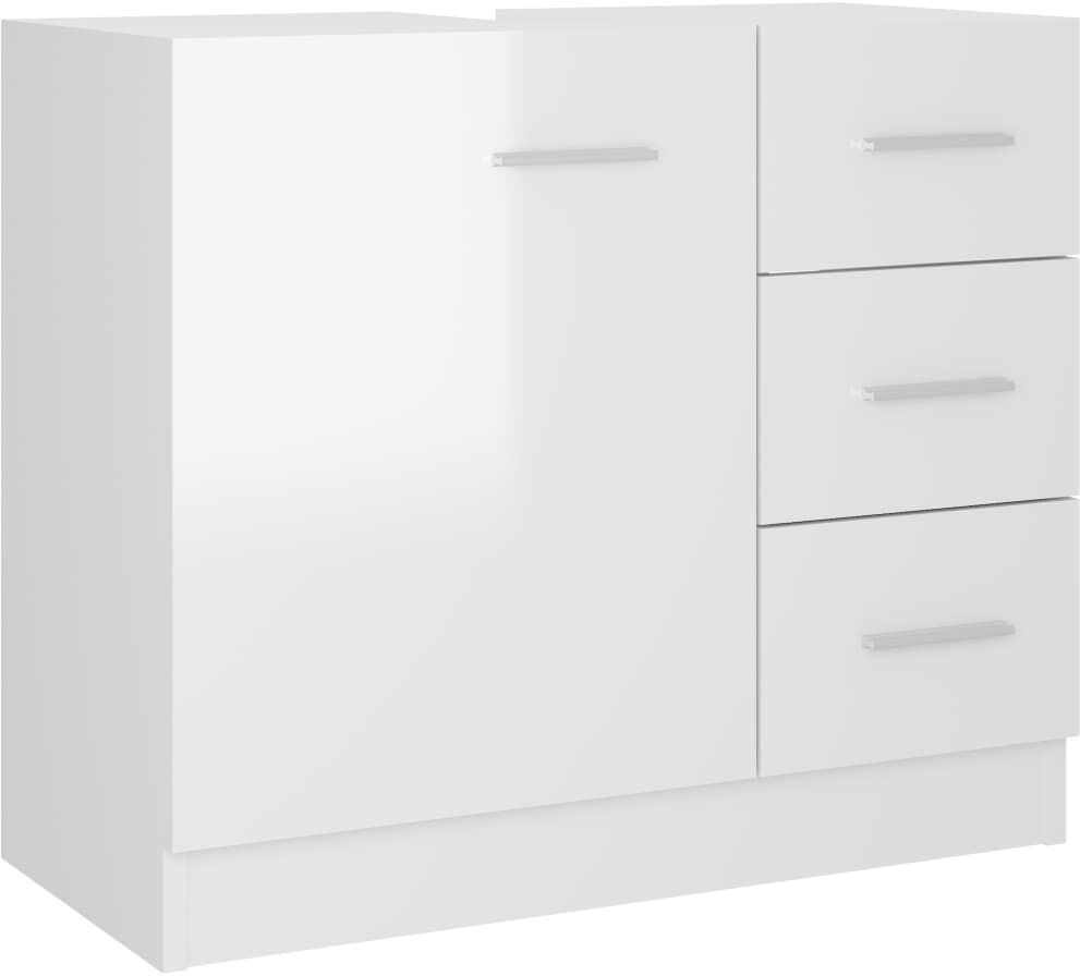 vidaXL Mobile Sottolavabo Bianco Lucido 63x30x54 cm Legno Multistrato