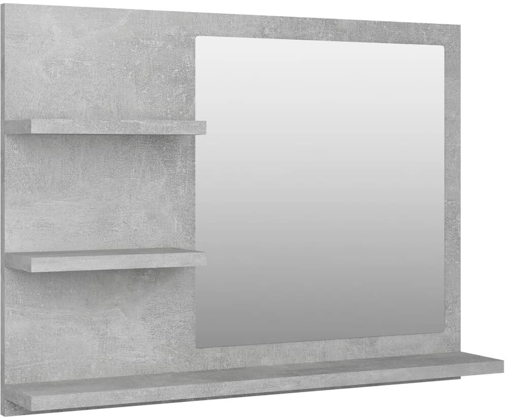 vidaXL Specchio da Bagno Grigio Cemento 60x10,5x45 cm in Truciolato