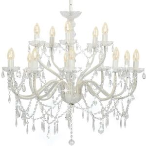 vidaXL Candelabro a 2 Livelli Bianco 15 Lampadine E14