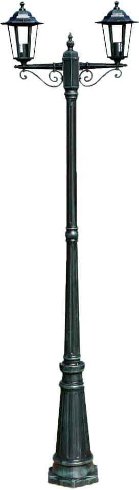 vidaxl lampione da giardino 2 bracci 215 cm verde scuro/nero alluminio