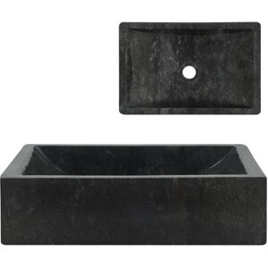 vidaXL Lavello 45x30x12 cm Marmo Lucido Nero