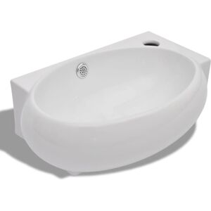 vidaXL Lavello Ceramica con Foro Rubinetto e Troppo Pieno Bianco