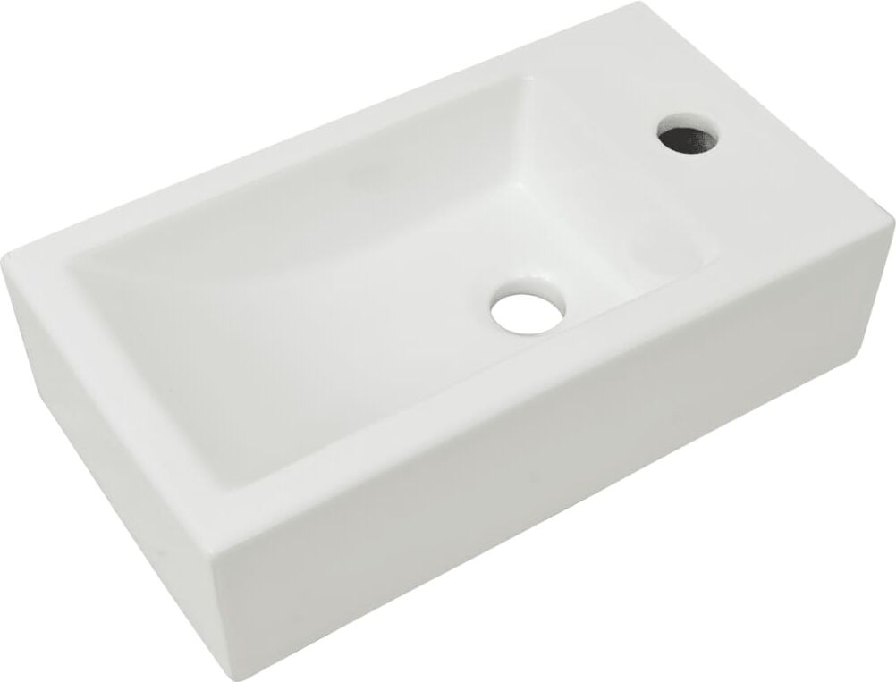 vidaXL Lavandino con Foro Rubinetto Rettangolare Ceramica 46x25,5x12cm