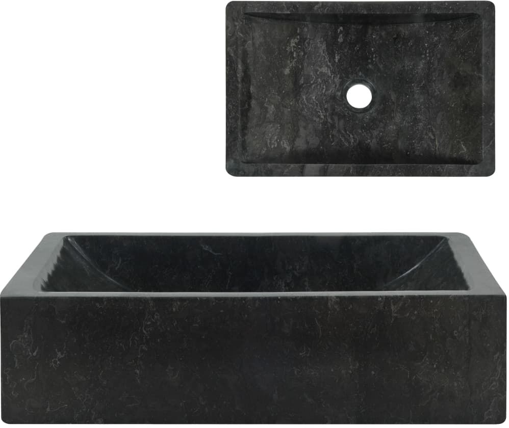 vidaXL Lavello 45x30x12 cm Marmo Lucido Nero