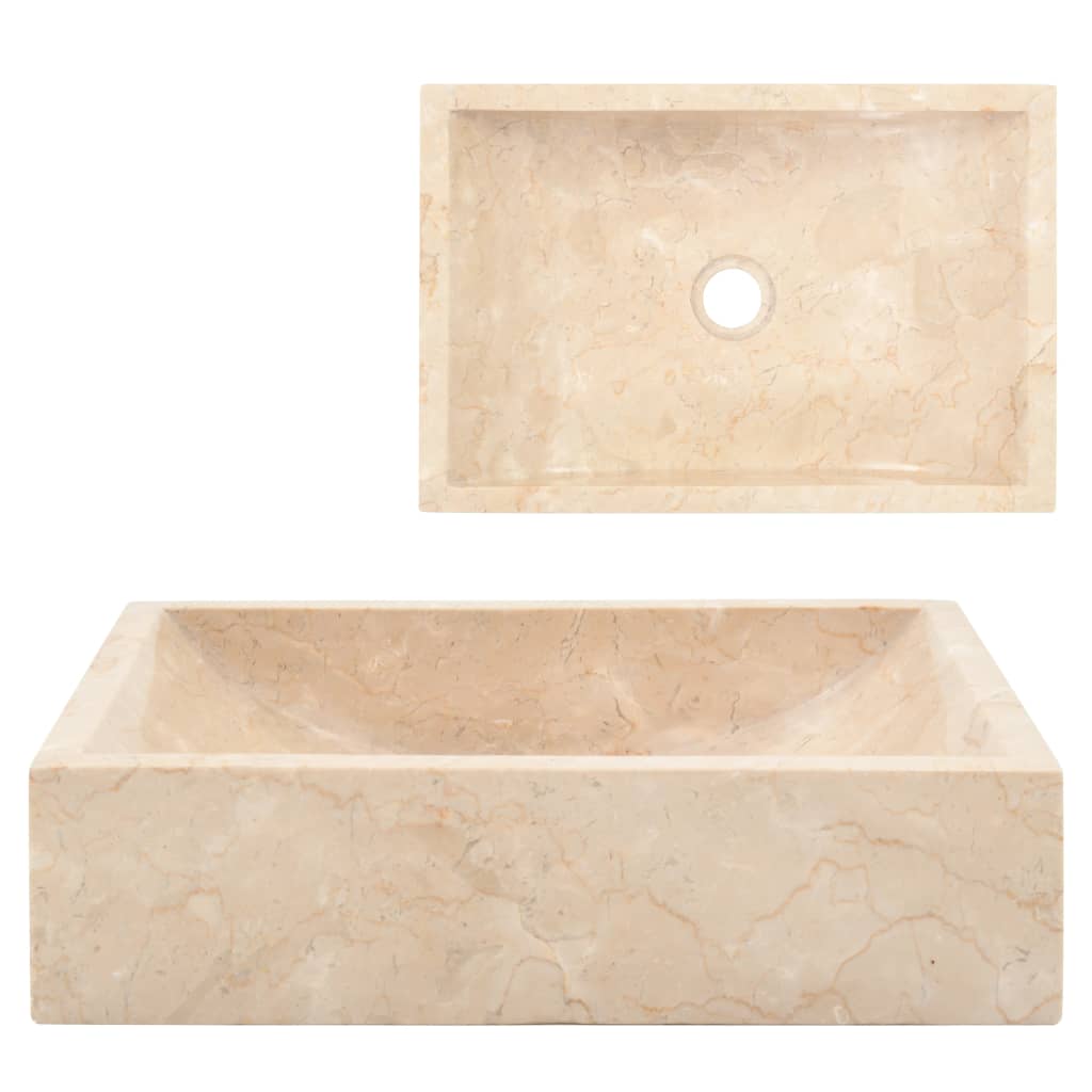 vidaXL Lavello 45x30x12 cm Marmo Lucido Crema