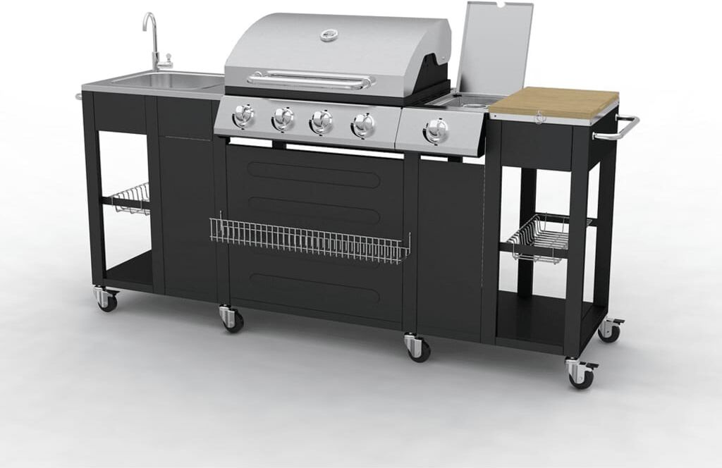 vidaXL Barbecue da Cucina per Esterni Montana 4 Fornelli