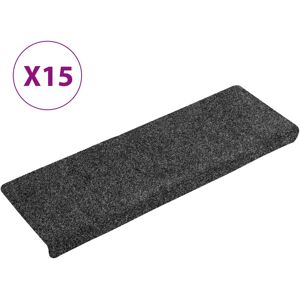 vidaXL Tappetini per Scale Tessuto Agugliato 15 pz 65x21x4 cm Grigi