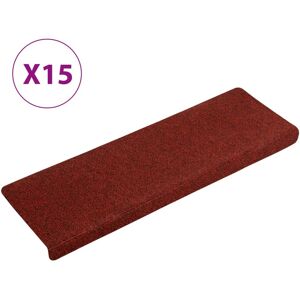 vidaXL Tappetini per Scale Tessuto Agugliato 15 pz 65x21x4 cm Rossi