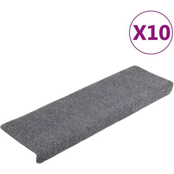 vidaxl tappetini per scale agugliati 10 pz 65x21x4 cm grigio chiaro