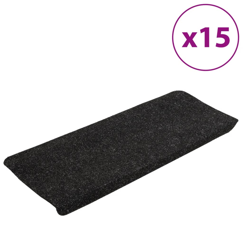 vidaXL Tappetini Autoadesivi per Scale 15 pz 65x24,5x3,5 cm Antracite