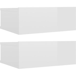 vidaXL Comodini Pensili 2pz Bianco Lucido 40x30x15cm Legno Multistrato