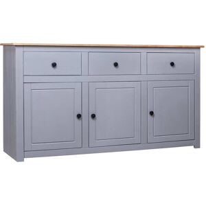 vidaXL Credenza Grigia 135x40x80 cm in Legno Massello di Pino Panama