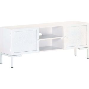 vidaXL Mobile Porta TV Bianco 115x30x46cm in Legno Massello di Mango