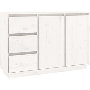 vidaXL Credenza Bianca 111x34x75 cm in Legno Massello di Pino