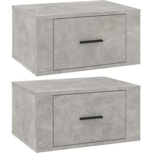 vidaXL Comodini a Muro 2 pz Grigio Cemento 50x36x25 cm