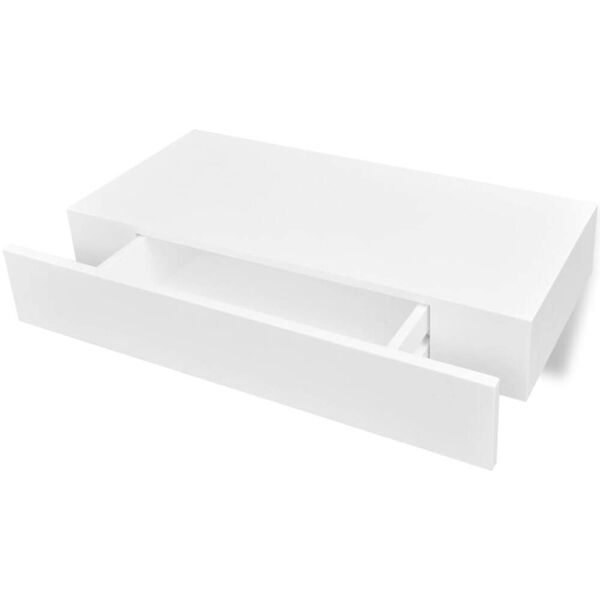 vidaxl mensola per pareti bianca in mdf con 1 cassetto per libri/dvd