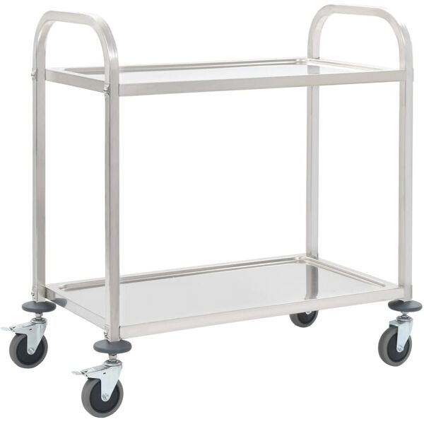 vidaxl carrello da cucina a 2 livelli 96,5x55x90 cm in acciaio inox