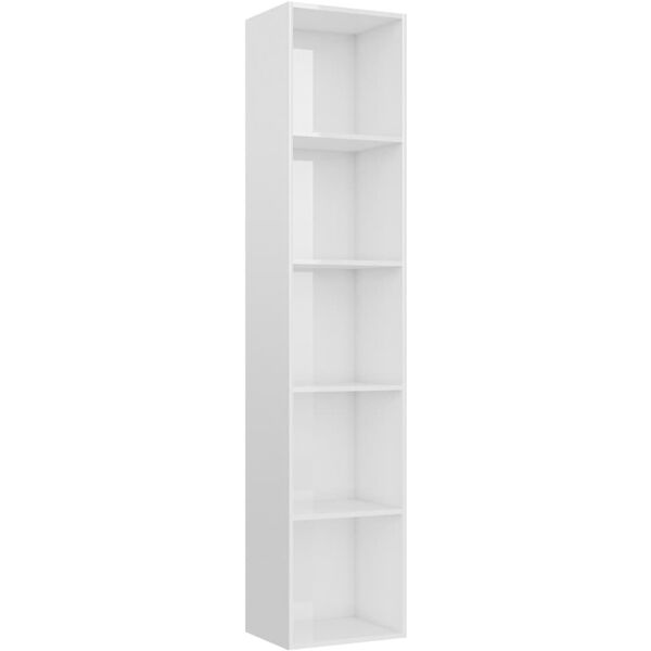 vidaxl libreria bianco lucido 40x30x189 cm in legno multistrato