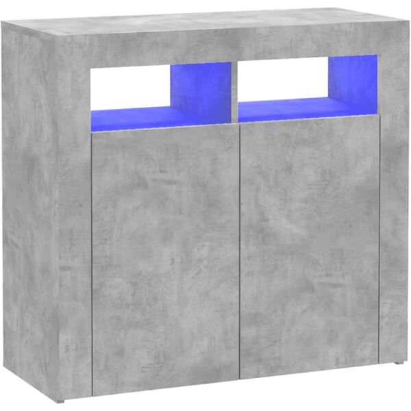 vidaxl credenza con luci led grigio cemento 80x35x75 cm