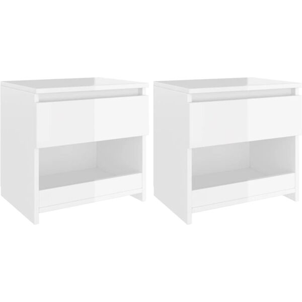 vidaxl comodini 2pz bianco lucido 40x30x39 cm in legno multistrato