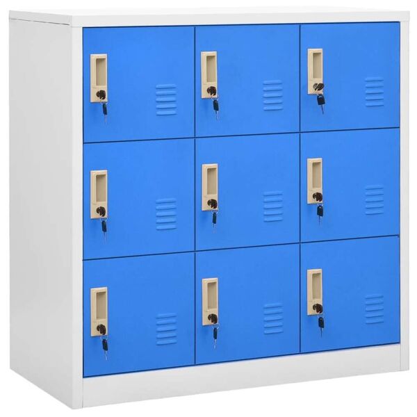 vidaxl armadietto con chiave grigio chiaro e blu 90x45x92,5 cm acciaio