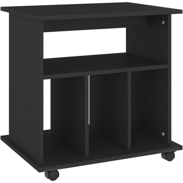 vidaxl mobiletto con ruote nero 60x45x60 cm in legno multistrato