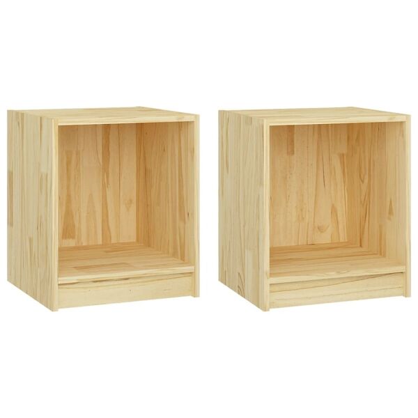 vidaxl comodin 2 pz 35,5x33,5x41,5 cm in legno massello di pino