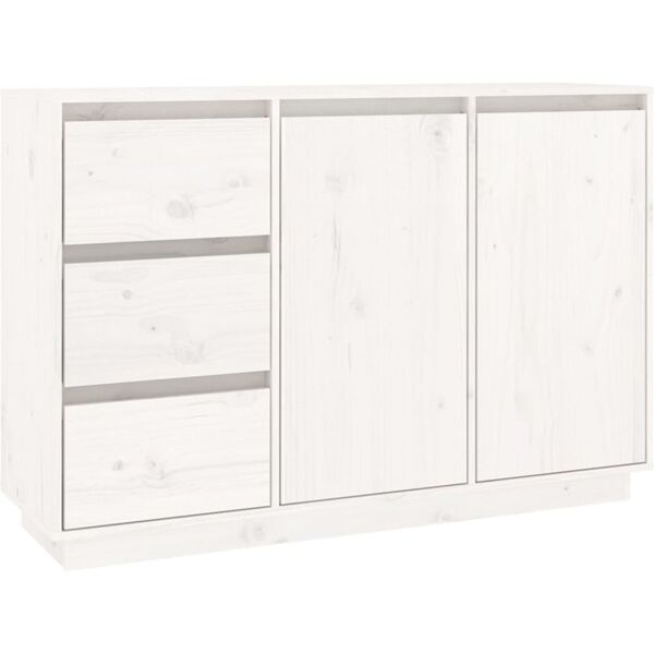 vidaxl credenza bianca 111x34x75 cm in legno massello di pino