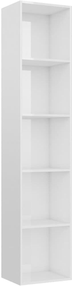 vidaxl libreria bianco lucido 40x30x189 cm in legno multistrato