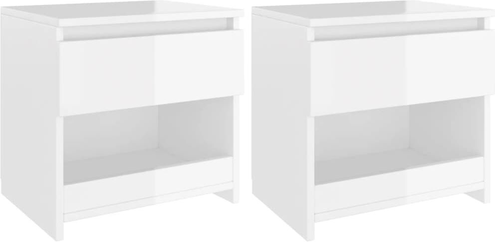 vidaxl comodini 2pz bianco lucido 40x30x39 cm in legno multistrato