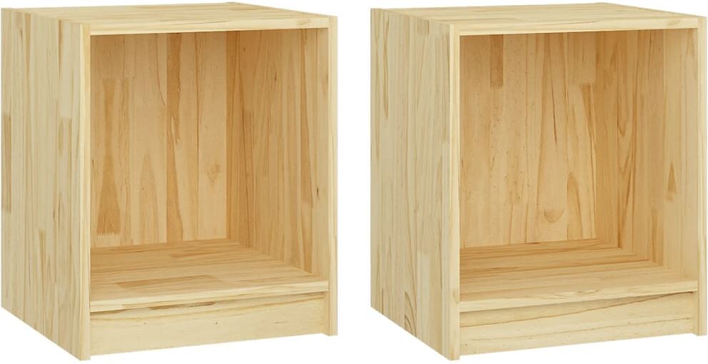 vidaXL Comodin 2 pz 35,5x33,5x41,5 cm in Legno Massello di Pino