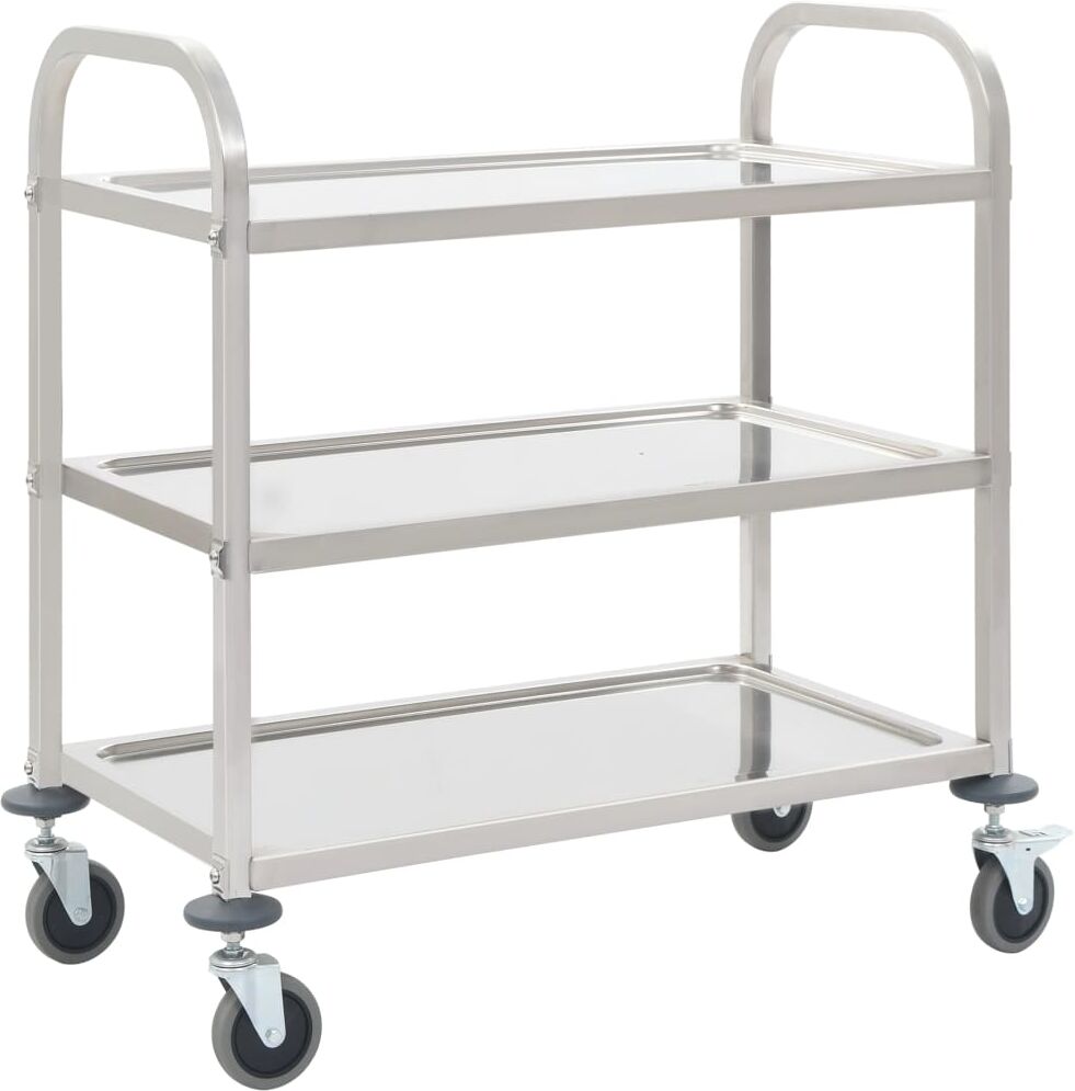 vidaXL Carrello da Cucina a 3 Livelli 95x45x83,5 cm in Acciaio Inox