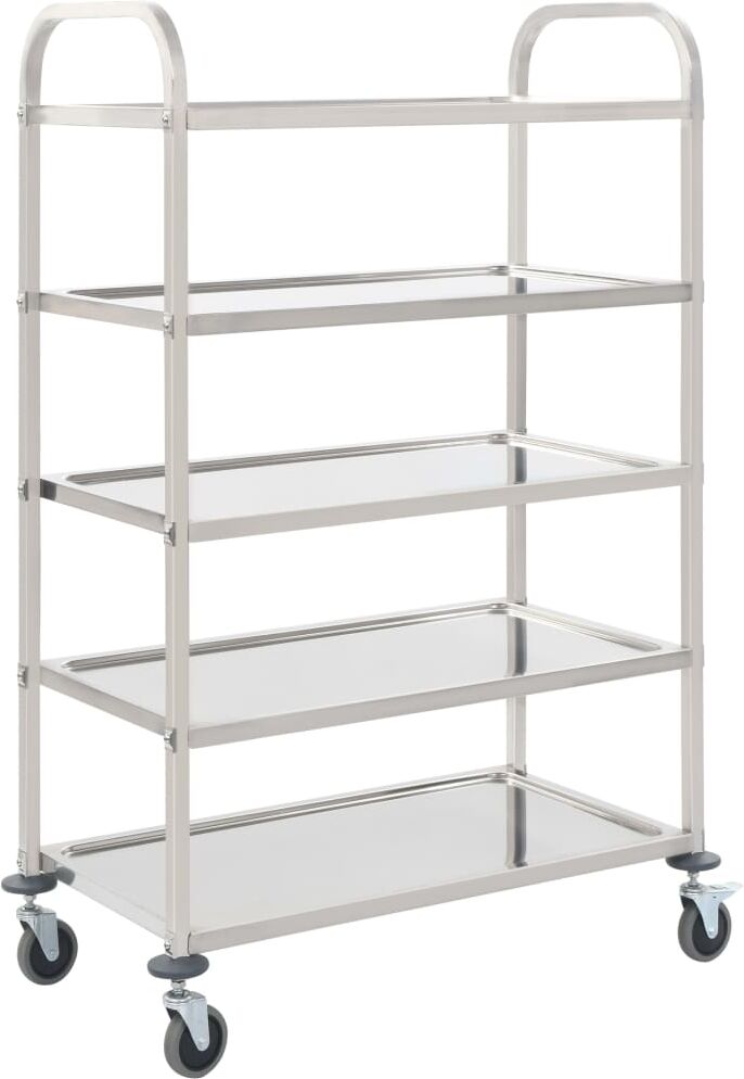 vidaXL Carrello da Cucina a 5 Livelli 107x55x147 cm in Acciaio Inox