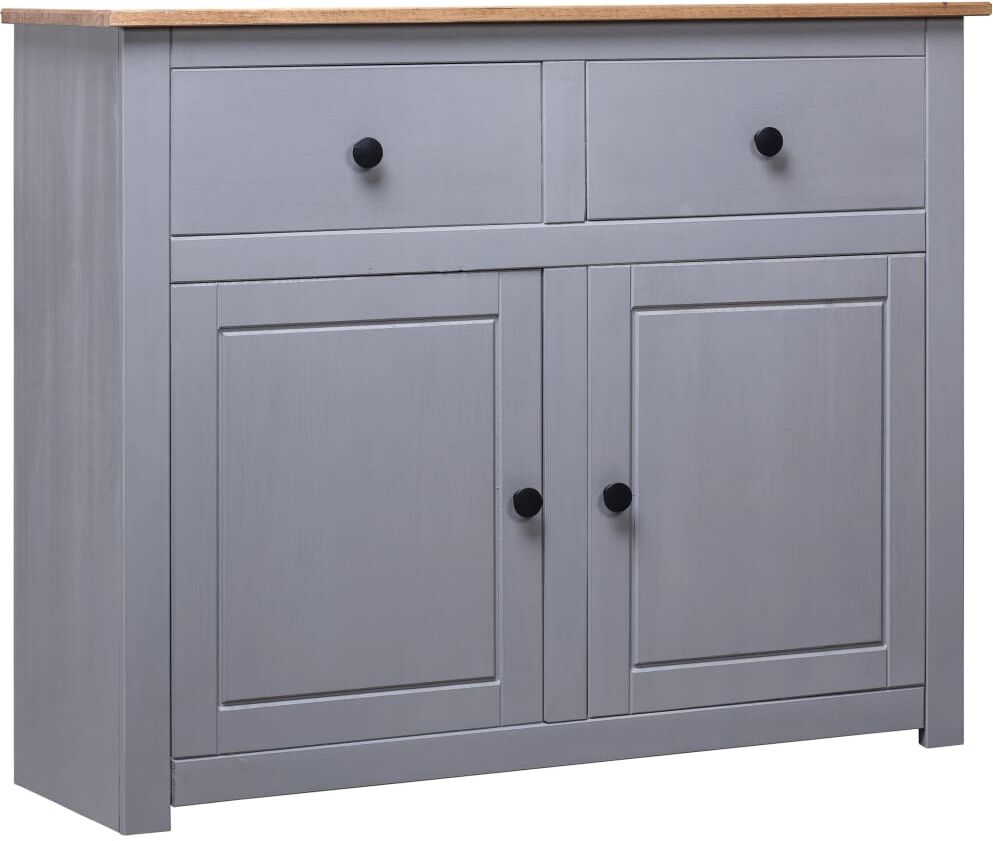 vidaXL Credenza Grigia 93x40x80 cm in Legno Massello di Pino Panama