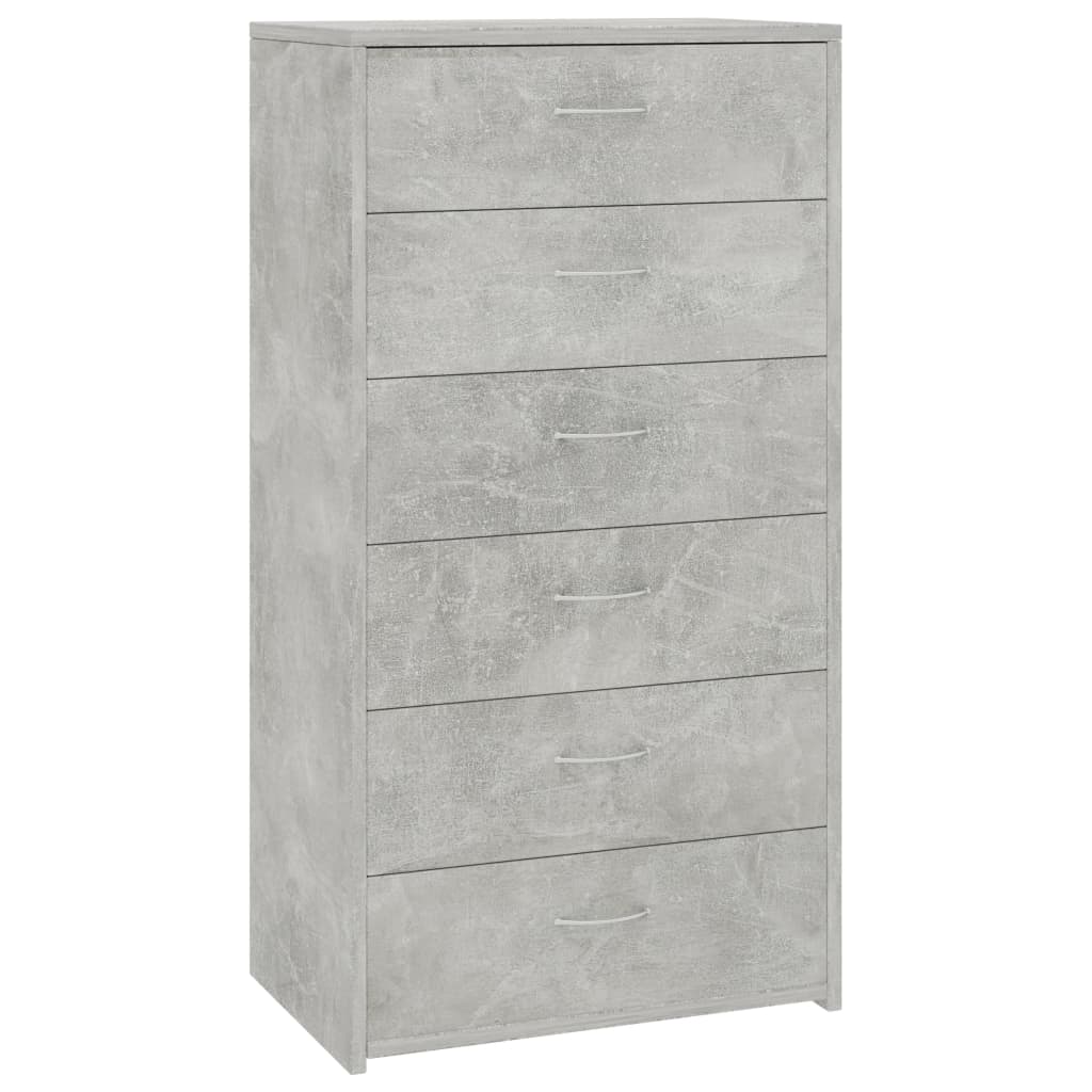 vidaXL Credenza 6 Cassetti Grigio Cemento 50x34x96cm Legno Multistrato