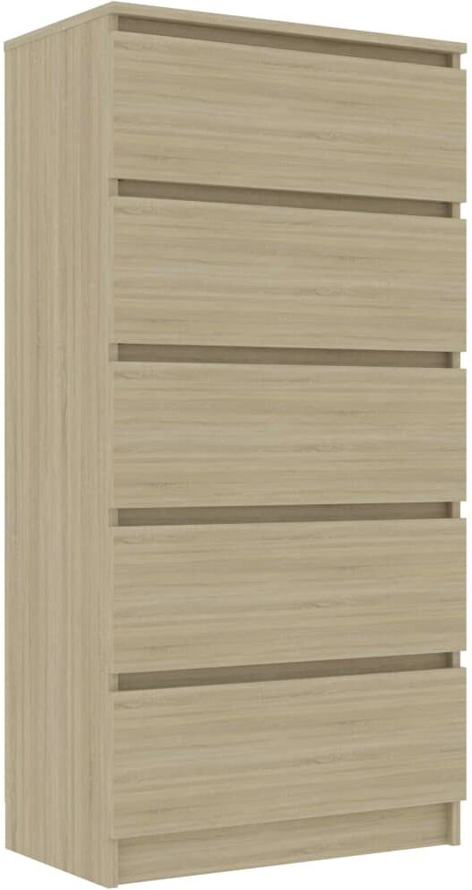 vidaXL Credenza Cassetti Rovere Sonoma 60x35x121 cm Legno Multistrato