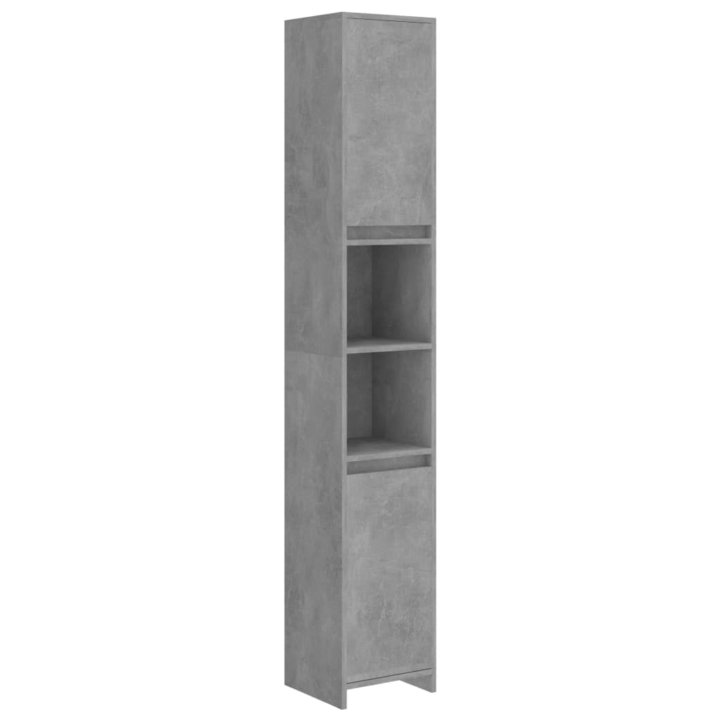 vidaXL Mobile da Bagno Grigio Cemento 30x30x183,5 cm Legno Multistrato